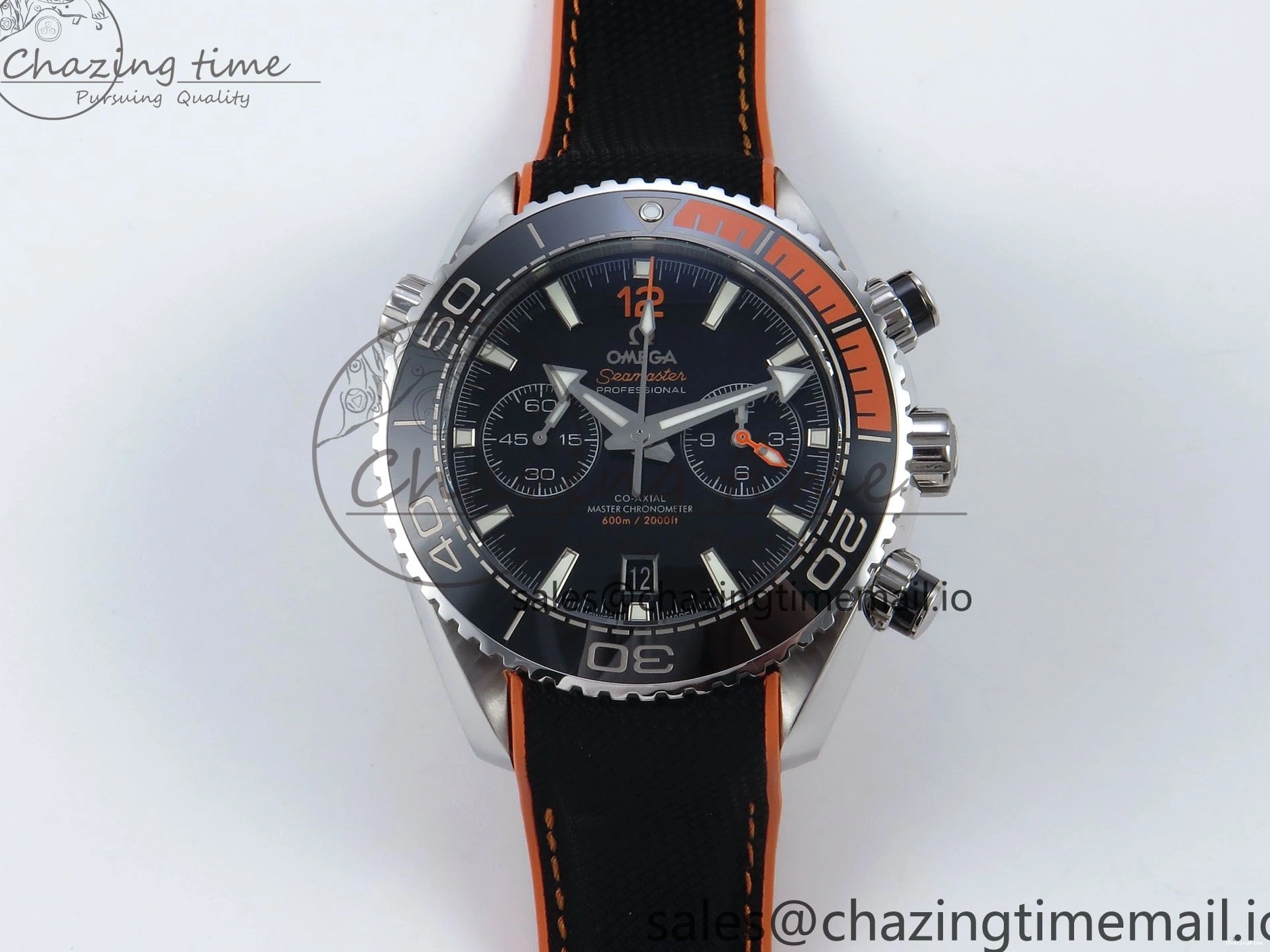 0112 Planet Ocean Master Chronometer 600M 45.5mm SS SCF 1:1 Best Edition Black Orange Bezel Black Dial on Black Rubber Strap A9900 Super Clone ModernLook 7667